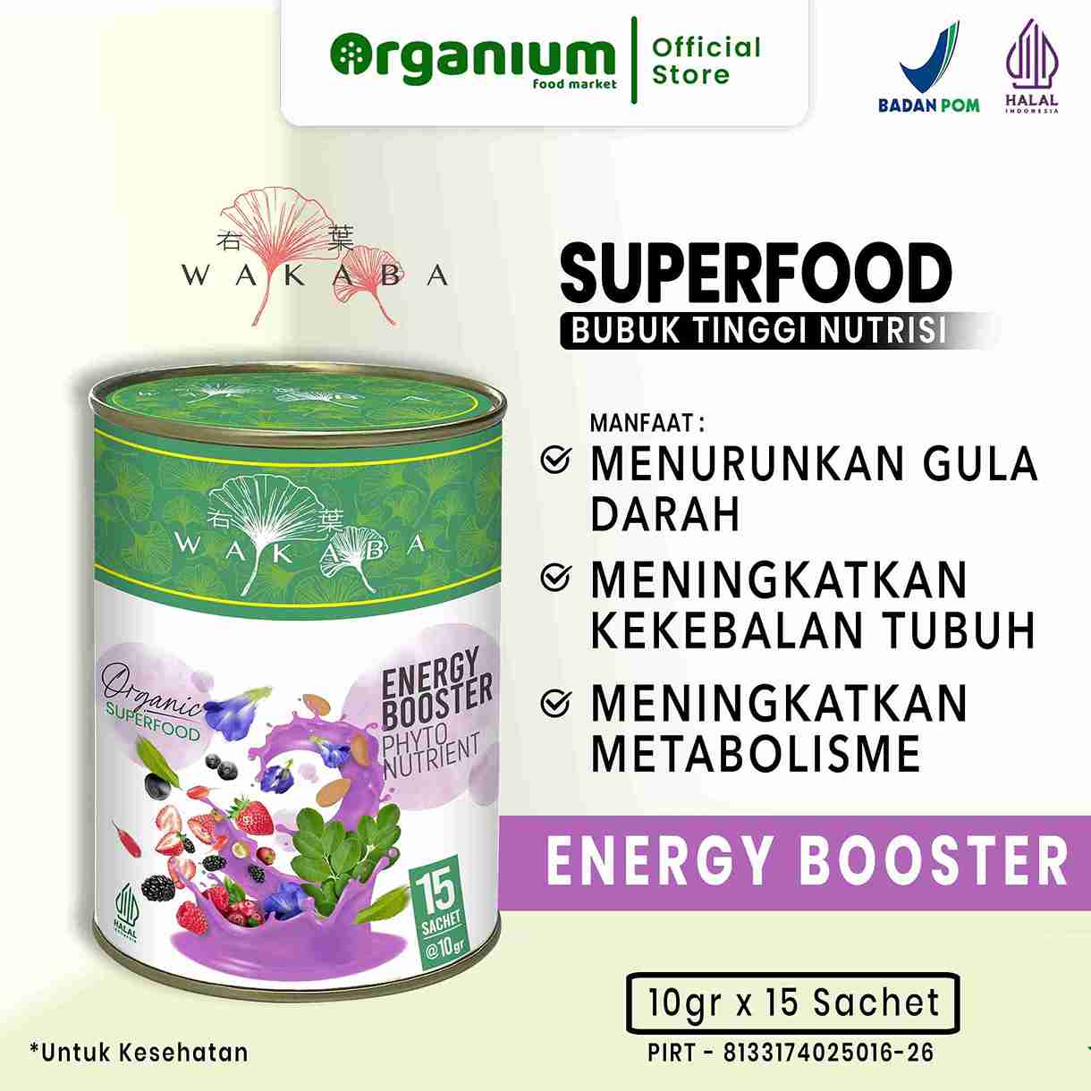WAKABA Superfood Energy Booster , Tinggi kalsium vitamin E & D dan meningkatkan energi
