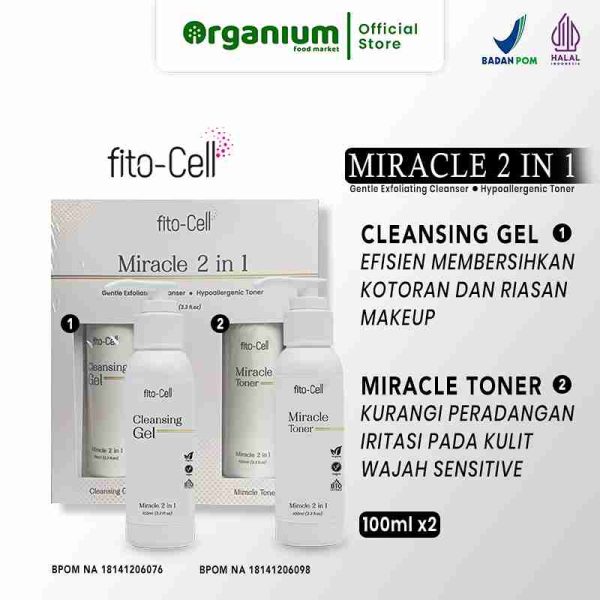 Miracle 2in1 Cleansing Gel & Toner FITO CELL Pembersih dan Toner Wajah