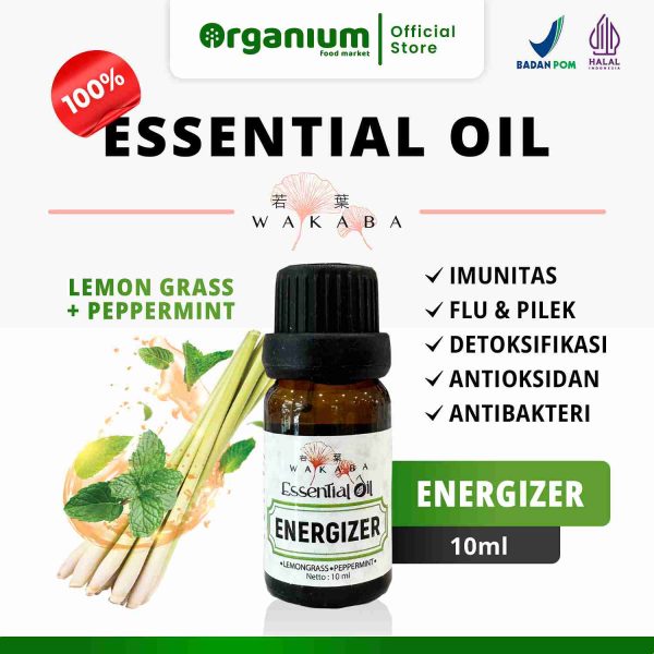Essential Oil Energizer Aromatherapy WAKABA Minyak Esensial Lemongrass + Peppermint - 10ML