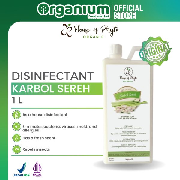 Karbol Sereh Disinfektan PHYTO ORGANIC Cairan Pembersih Lantai Anti Bakteri, Jamur dan Virus - 1 Liter - Image 3