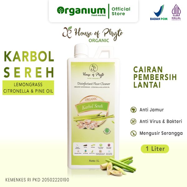 Karbol Sereh Disinfektan PHYTO ORGANIC Cairan Pembersih Lantai Anti Bakteri, Jamur dan Virus - 1 Liter - Image 2