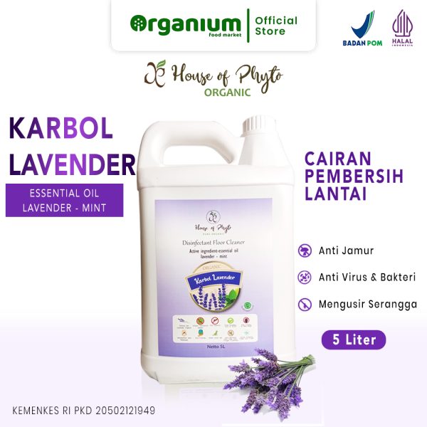 Karbol Lavender PHYTO ORGANIC Cairan Pembersih Lantai Anti Jamur, Mikroba dan Virus - 5 Liter - Image 2