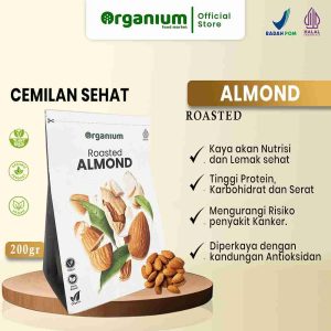 Organium Roasted Almond , Kacang Almond Panggang - 200g