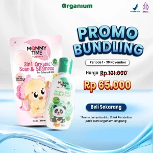 [Paket Bundling] Organic Baby Liquid Powder 100ml + 2in1 Soap & Shampo 450ml