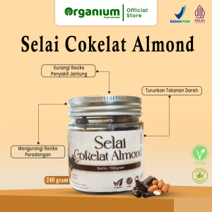 Almond Chocolate Jam ORGANIUM Selai Coklat Almond, Selai Roti Almond Coklat