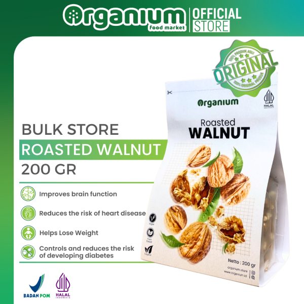 Organium Roasted Walnut , Cemilan Kacang Walnut Panggang 200g - Image 2