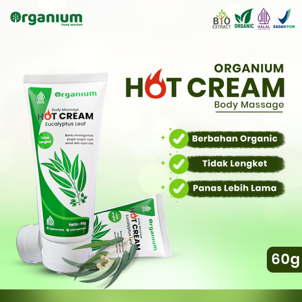 Organium Hot Cream Krim Urut Untuk Pegal, Nyeri Otot & Nyeri Sendi - 60g