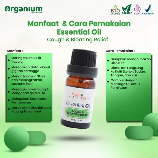 Essential Oil Health Support Aromatherapy WAKABA Minyak Esensial Cought & Bloathing Relief - 10ML - Image 2